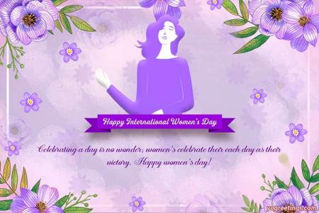 Purple Flowers International Women's Day Cards