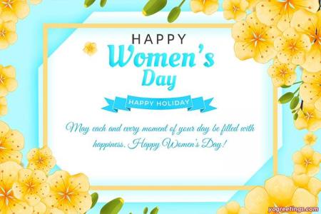 Yellow Flowers Happy Women's Day Wishes Message Cards