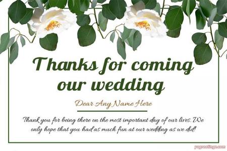 Thank You For Coming To Our Wedding Message Cards