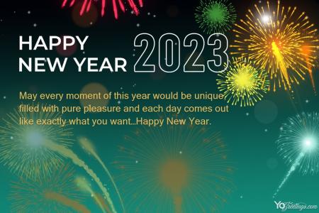 Free Happy New Year 2023 Greeting Card With Fireworks