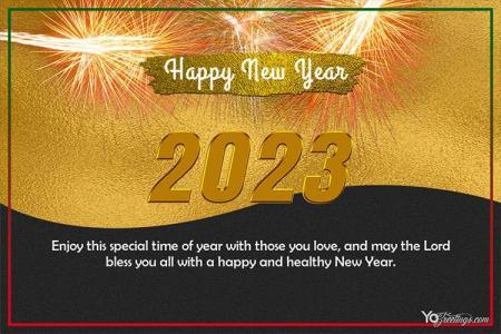 Luxury Gold Happy New Year 2023 Greeting Cards