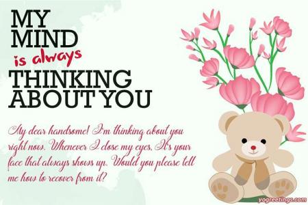 Lovely Bear Thinking of You Wishes Card For Lover