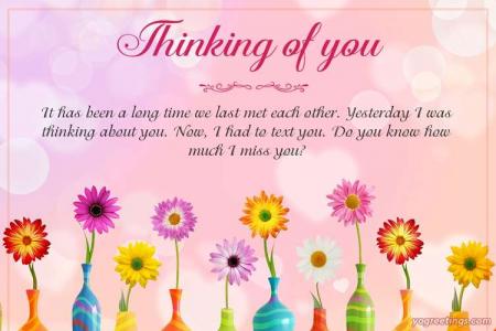 Think of You Card With Colorful Flowers Free Download