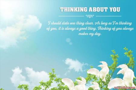 Thinking About You Card With Summer Sky Background