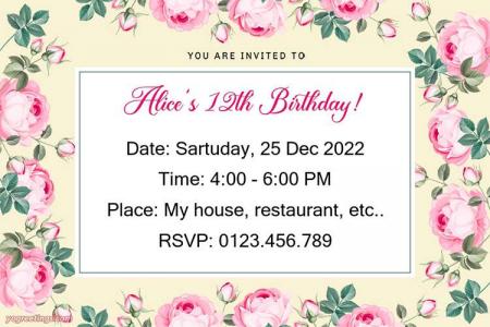 Yellow Plant Floral Birthday Invitation Card Maker Online