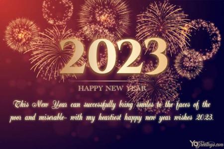 Sparkling Gold Fireworks New Year Greeting Card for 2023