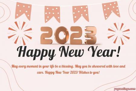 Happy New Year 2023 Greeting Card With Pink Background With Wishes