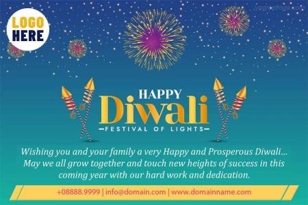 Business Diwali Greeting Cards With Fireworks