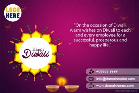 Happy Diwali Greetings Card With Company Logo