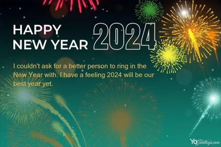 Free Happy New Year 2024 Greeting Card With Fireworks