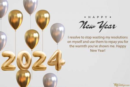 Happy New Year 2024 Card With Balloons