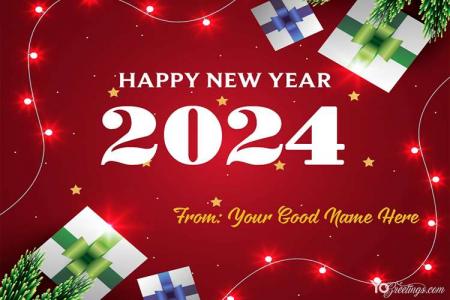 Realistic New Year 2024 Card With Your Name Edit