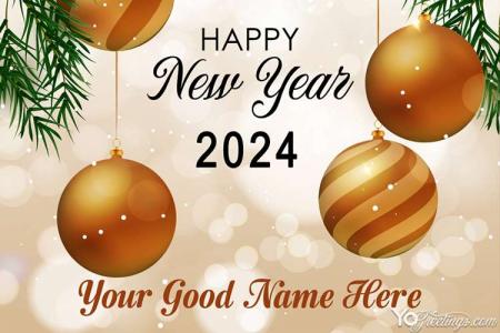 Happy New Year 2024 Wishes Card With Name Editor