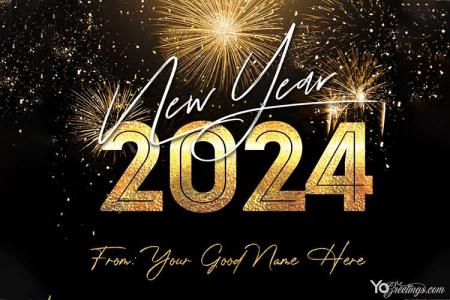 New Year's Eve 2024 Card With My Name Edit Free Download