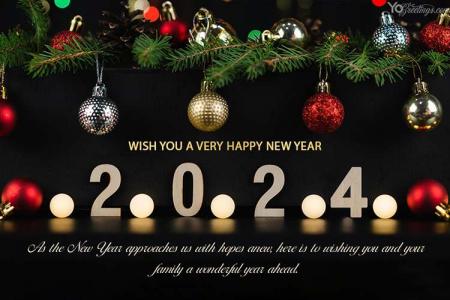 Write Wishes On Happy New Year Greeting Card 2024