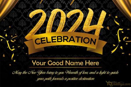 Online New Year 2024 Wishes Card With Name Edit