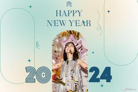 Happy New Year 2024 With Gradient Photo Frames