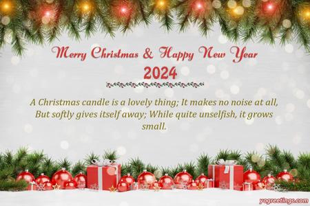 Christmas And New Year 2024 Card With Glittering Baubles