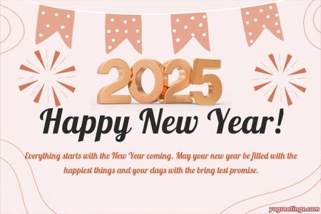 Happy New Year 2025 Greeting Card With Pink Background With Wishes