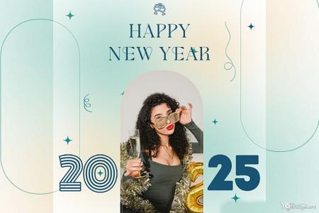 Happy New Year 2025 With Gradient Photo Frames