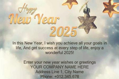 Sparkling 2025 New Year Greeting Card for Company