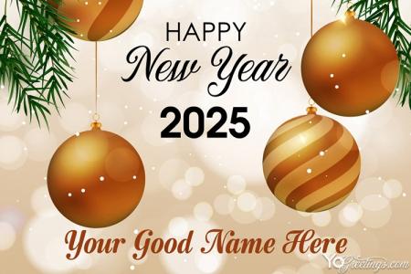 Happy New Year 2025 Wishes Card With Name Editor