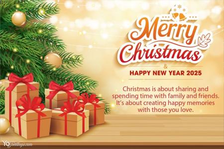 Merry Christmas & Happy New Year 2025 Holiday Wishes Cards