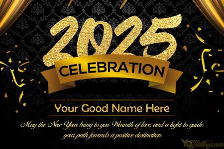 Online New Year 2025 Wishes Card With Name Edit