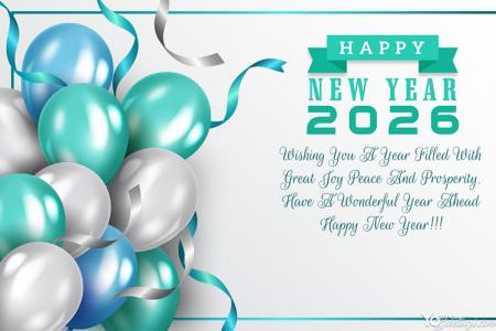 Customize Our  Balloons Happy New Year 2026 Card Images