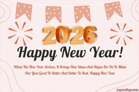 Happy New Year 2026 Greeting Card With Pink Background With Wishes