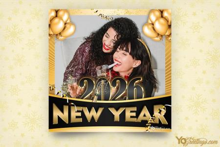 New Year 2026 Photo Frame With Luxurious Gold Frame