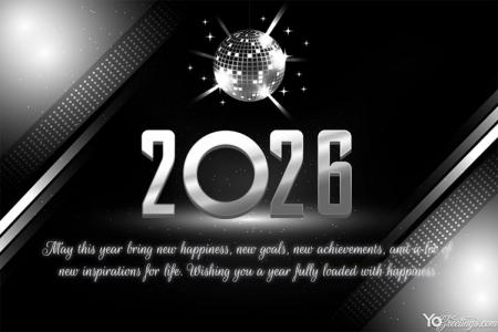 Silver Happy New Year 2026 Cards With Your Wishes