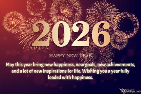 Sparkling Gold Fireworks New Year Greeting Card for 2026
