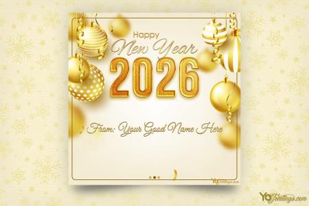 Golden New Year 2026 Greeting Card With Name Edit
