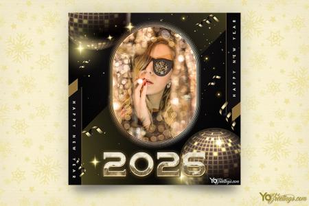 Luxury Golden New Year 2026 Photo Frame Online
