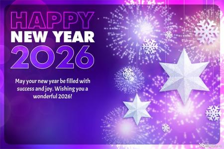 Wishes You Happy New Year 2026 Greeting Card Online
