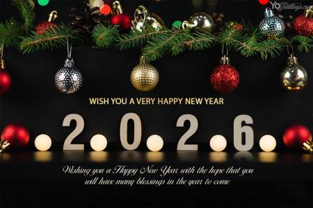 Write Wishes On Happy New Year Greeting Card 2026