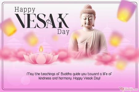 Serene and Sacred Vesak Day Greeting Card with Buddha and Lotus
