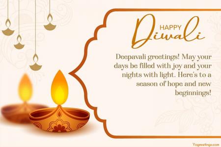 Beautiful Diwali Greeting Card Template with Traditional Diya Lamps