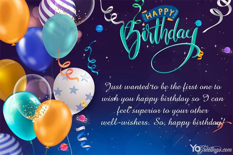 Free Happy Birthday Card With Color Balloons
