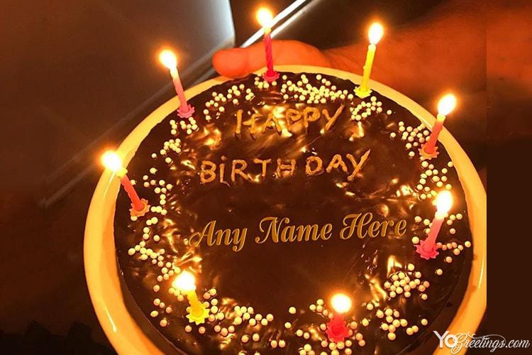 Happy Chocolate Birthday Cake With Candles With Name Edit