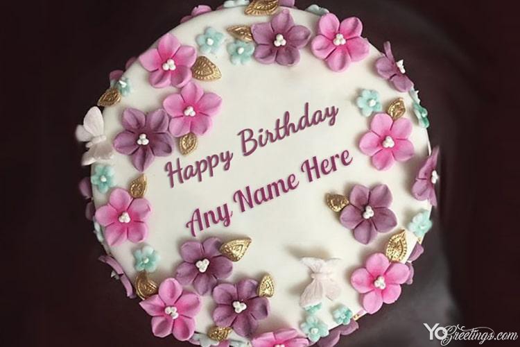 Lovely Flowers Birthday Name Cakes Online Free Download