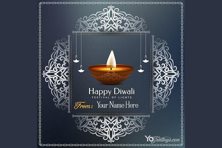 Write Name on Diwali Wishes Card Images