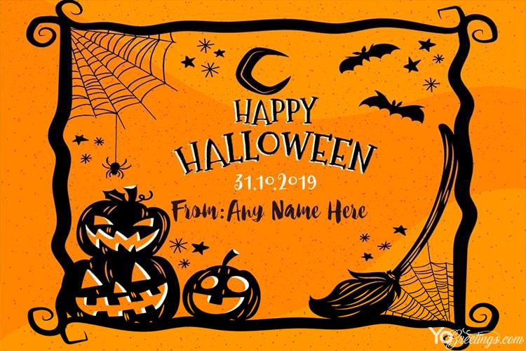 Horror Halloween Card With Name Online Editing