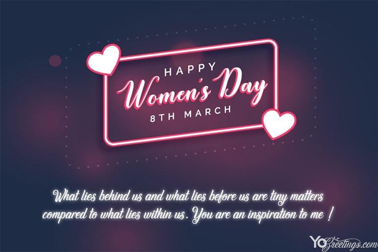 Create International Women's Day March 8 Card With Neon Lights