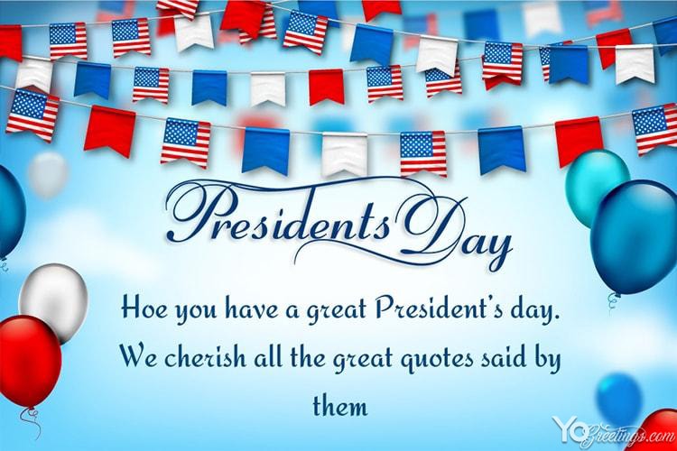 U.S. Flag - Happy Presidents' Day Greeting Card Maker Online Free