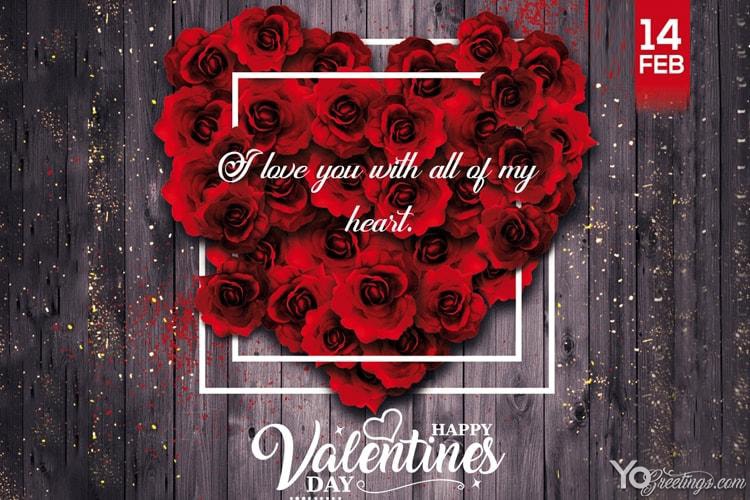 Happy Valentine's Day Rose Greetings Wishes Card Editing