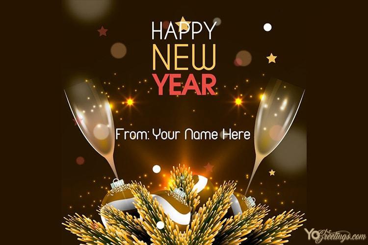Write Name On Happy New Year Greeting Cards