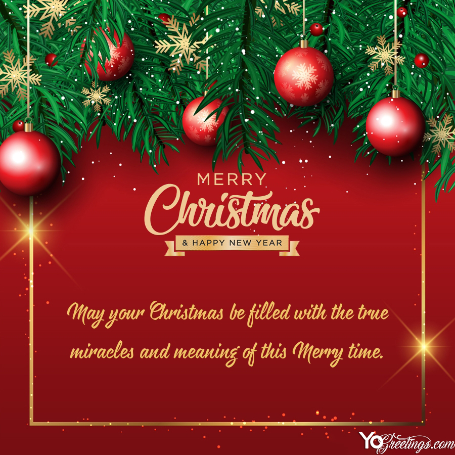 Template for christmas greeting card with ornaments