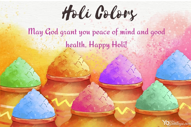 Colorful Holi Greeting Card With Wishes Editor